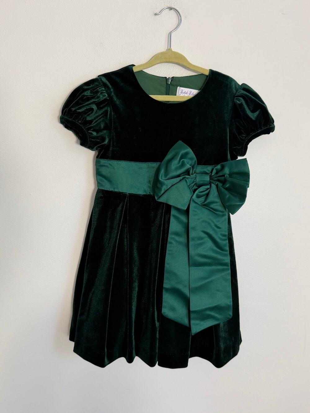 Rachel Riley Green Velvet Bow Dress size 4